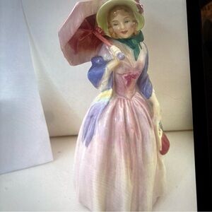 Royal Doulton Lady Figurine with Parasol - Pink and Green